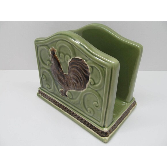 Cracker Barrel Elegant Rooster Green Napkin Holder - Picture 3 of 7